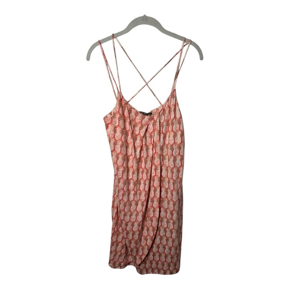 Tommy Bahama Pink Pineapple Print Linen Wrap Dress Medium